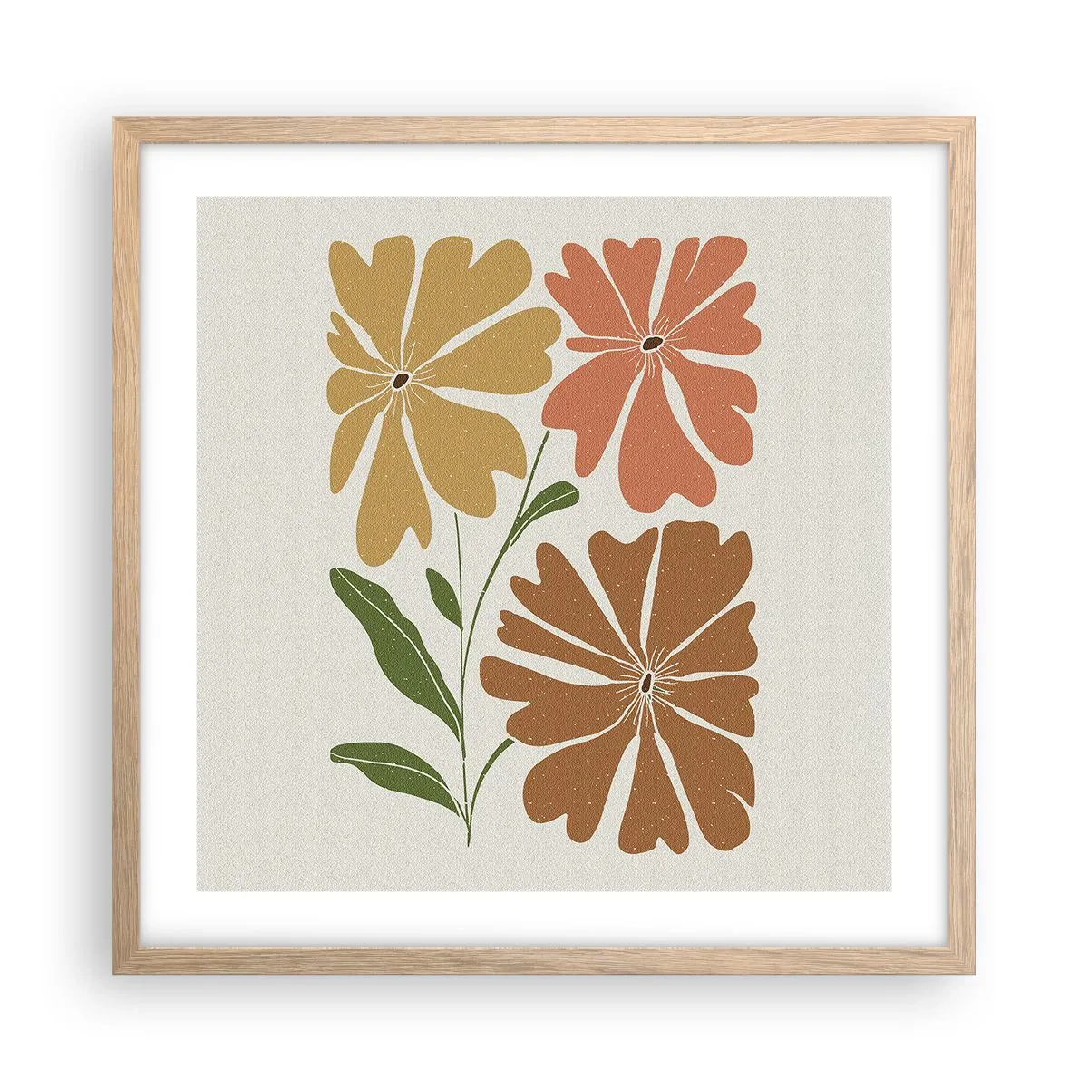 Plagát v ráme zo svetlého duba - Príroda a geometria - 50x50 cm