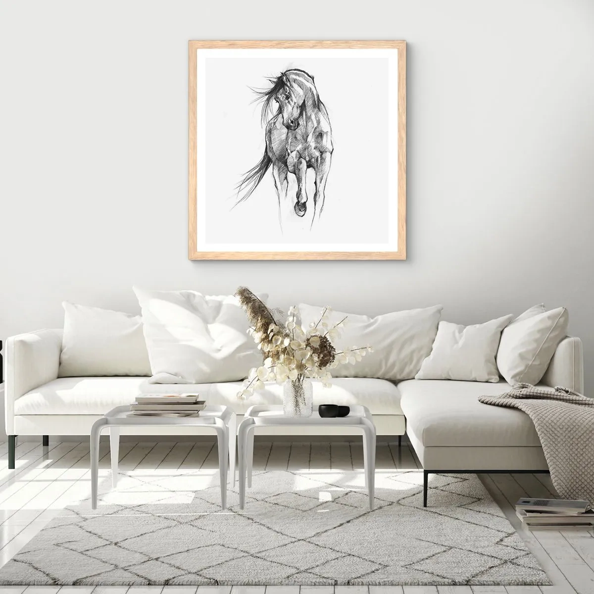 Plagát v ráme zo svetlého duba - V ladnom kluse - 60x60 cm