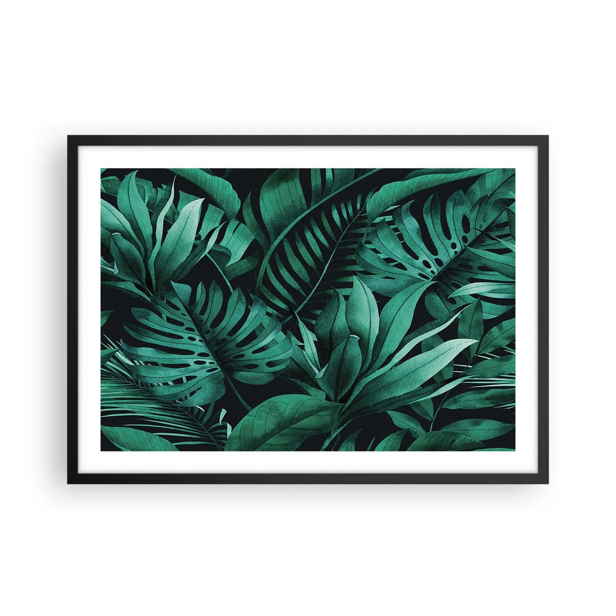 Plagát v čiernom ráme - Hĺbka tropickej zelene - 70x50 cm