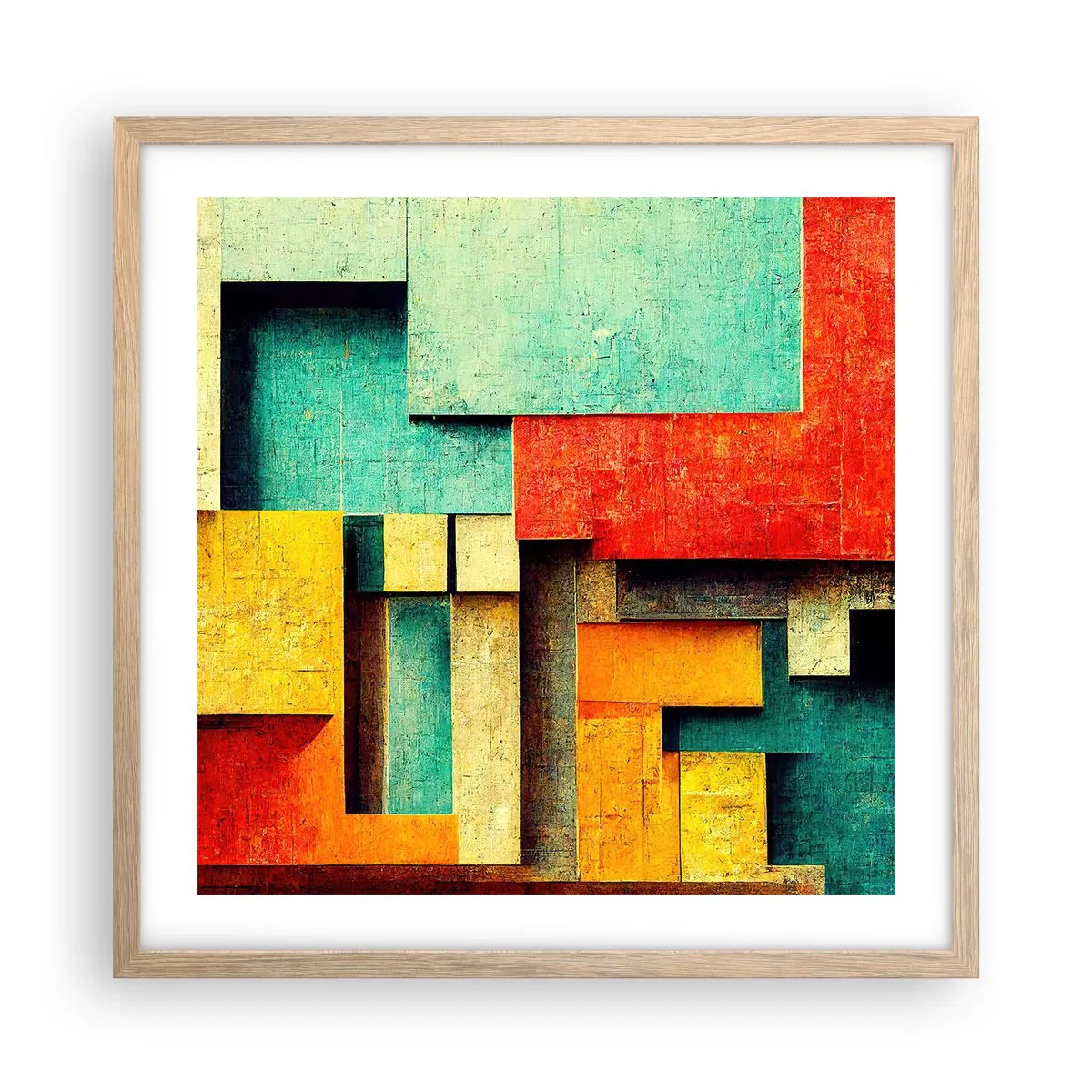 Plagát v ráme zo svetlého duba - Festival pravých uhlov - 50x50 cm