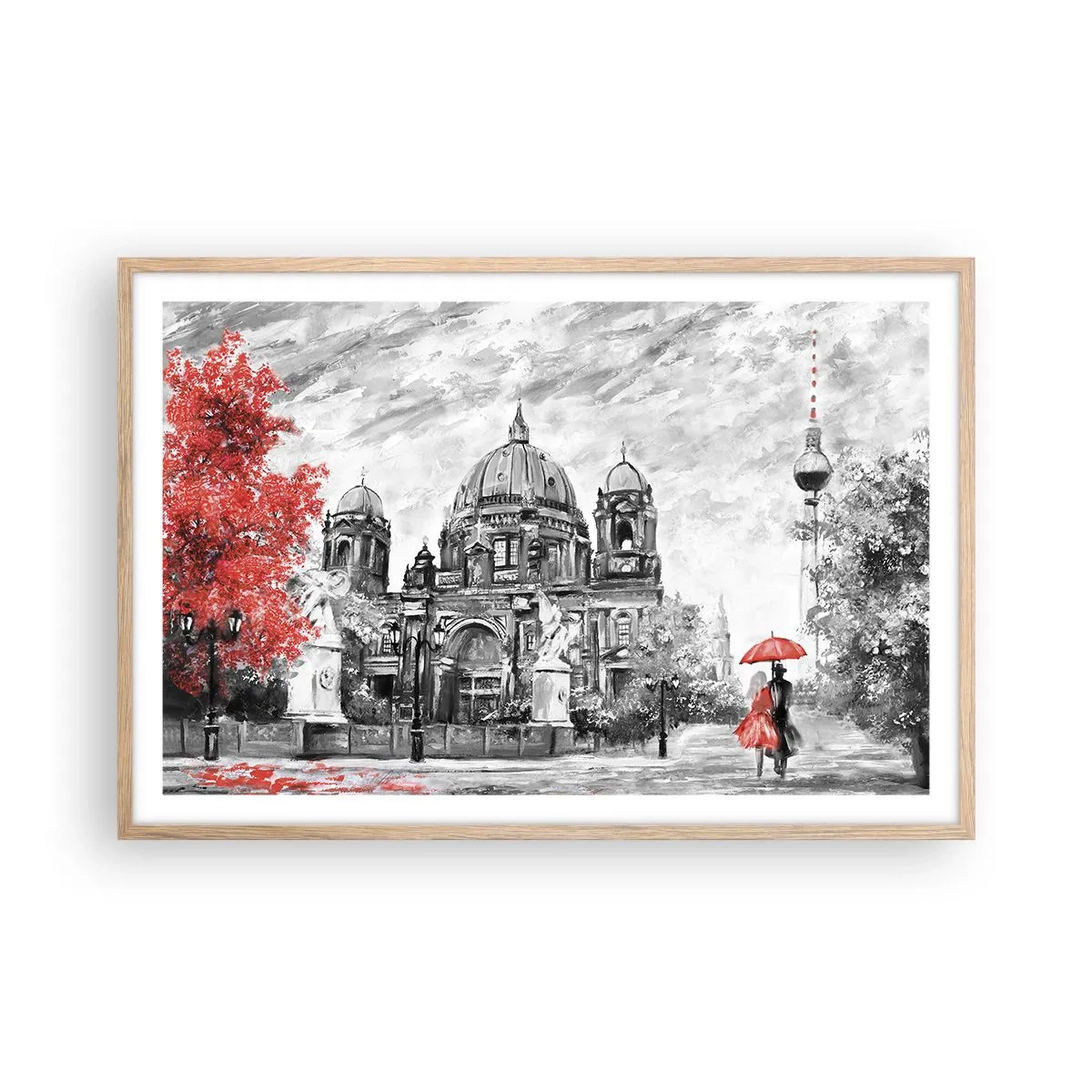 Plagát v ráme zo svetlého duba - Berlínske stretnutie - 91x61 cm