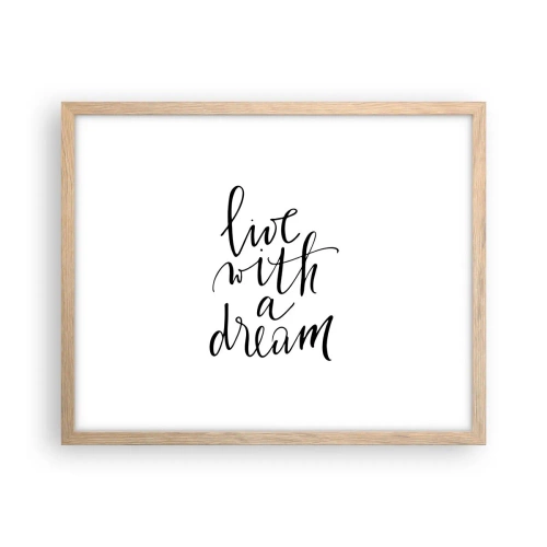 Plagát v ráme zo svetlého duba - Of course - 50x40 cm