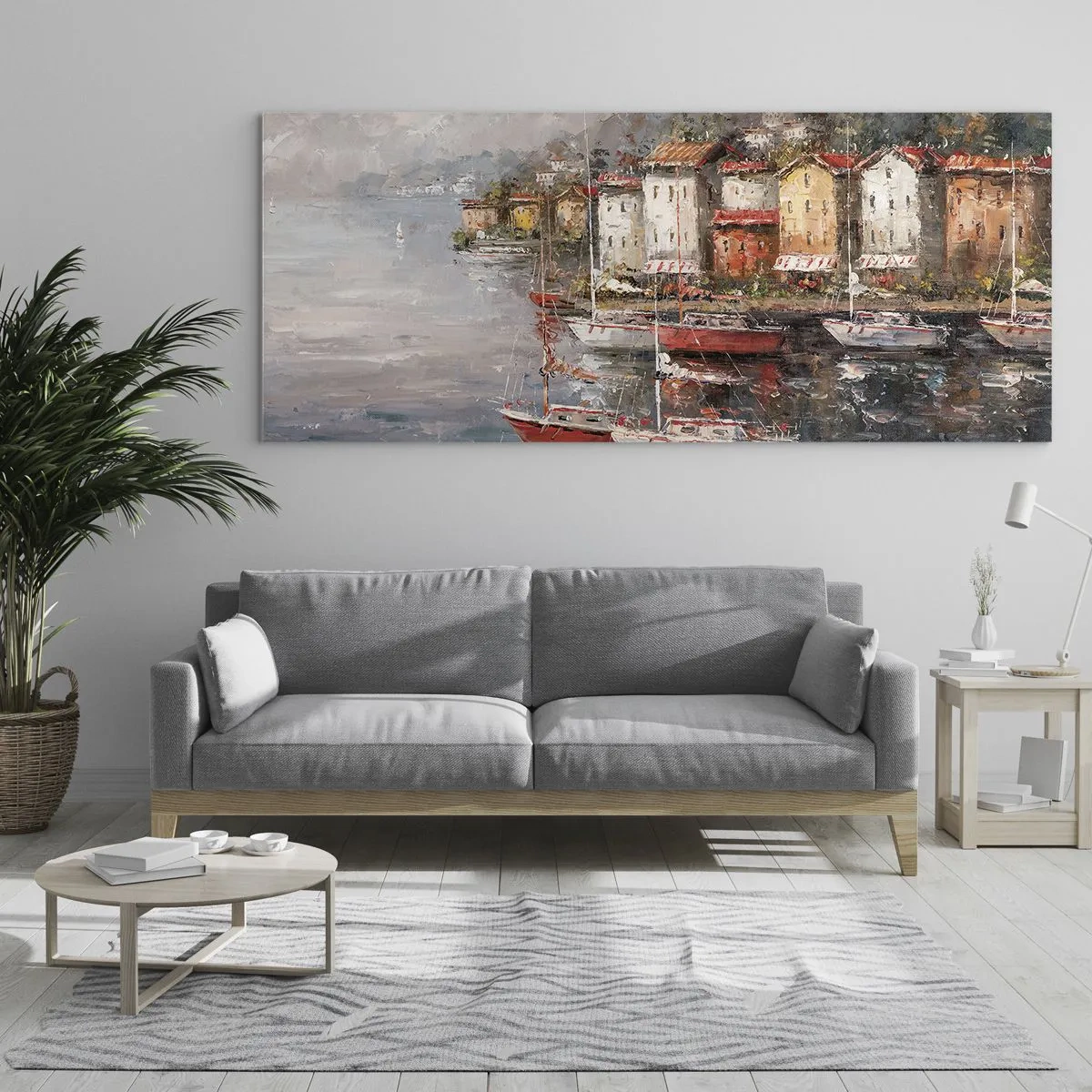 Obraz na skle - Romantický prístav - 100x40 cm