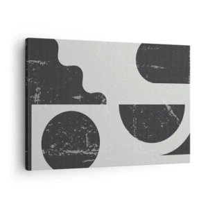 Obraz na plátne - Geometrické vzory v odtieňoch čiernej a sivej - 70x50cm - Kompozícia nad a pod - Moderná nástenná dekorácia do obývacej izby a spálne ARTTOR