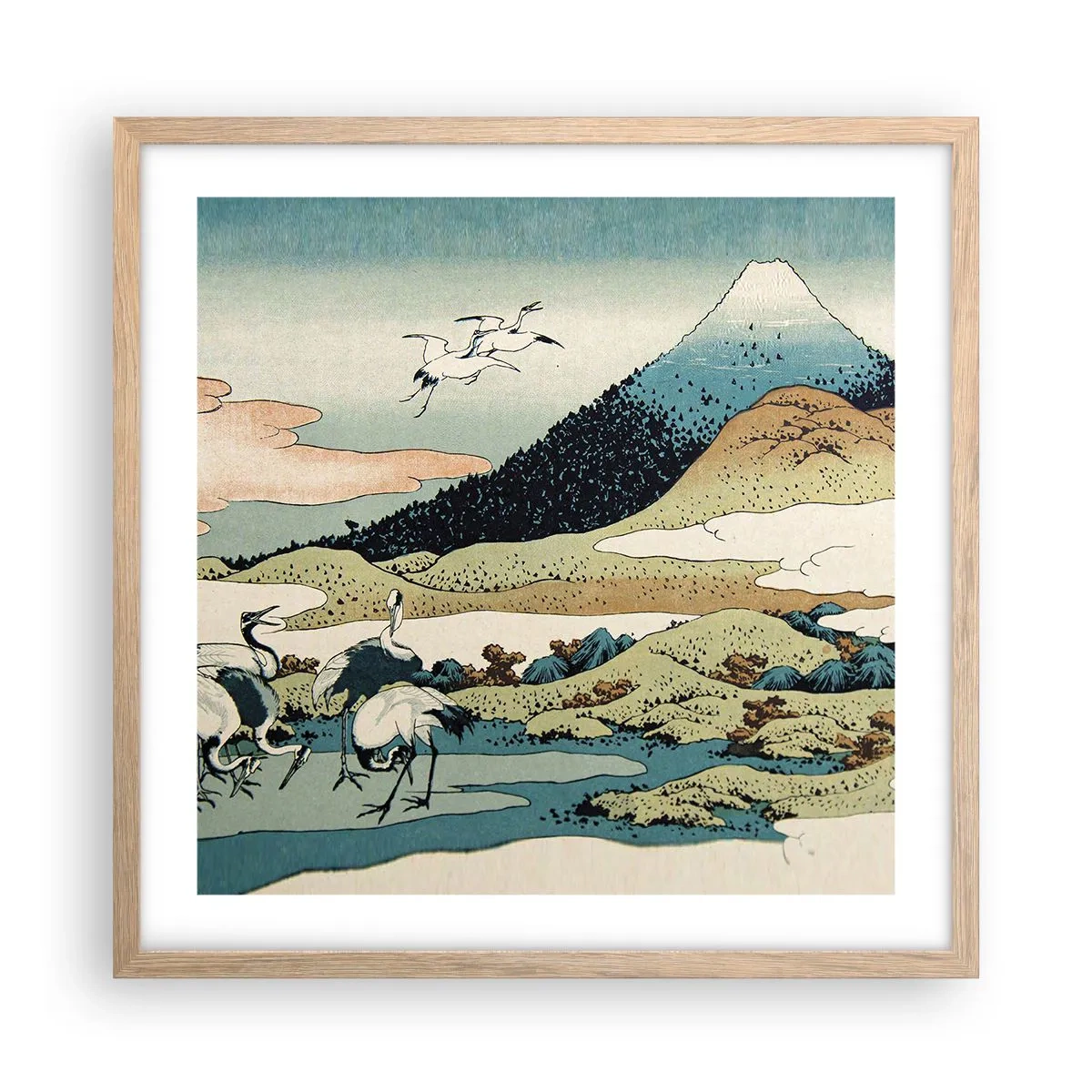 Plagát v ráme zo svetlého duba - V japonskom duchu - 50x50 cm