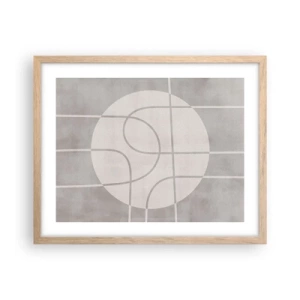 Plagát v ráme zo svetlého duba - Kruhovo a priamo - 50x40 cm