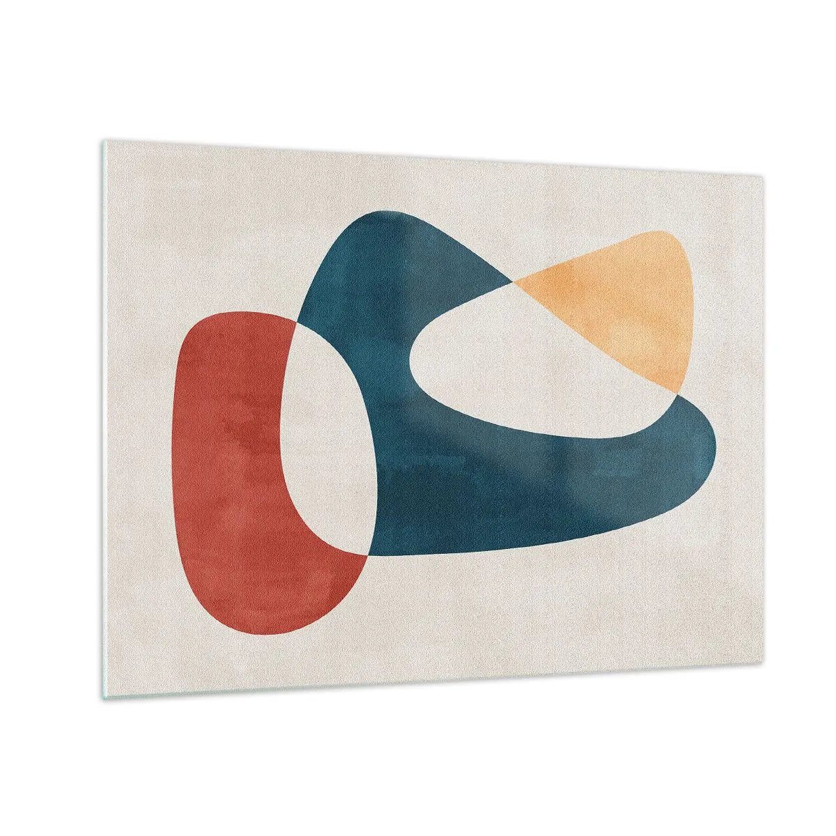 Obraz na skle - Minimalistická abstrakcia v odtieňoch červenej a námorníckej modrej - 70x50cm - Vplyvy a metamorfózy - Moderná nástenná dekorácia do obývacej izby a spálne ARTTOR