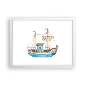 Plagát v bielom ráme - Ahoj, dobrodružstvo! - 40x30 cm