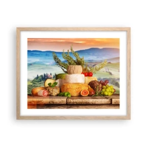 Plagát v ráme zo svetlého duba - Talianska radosť zo života - 50x40 cm