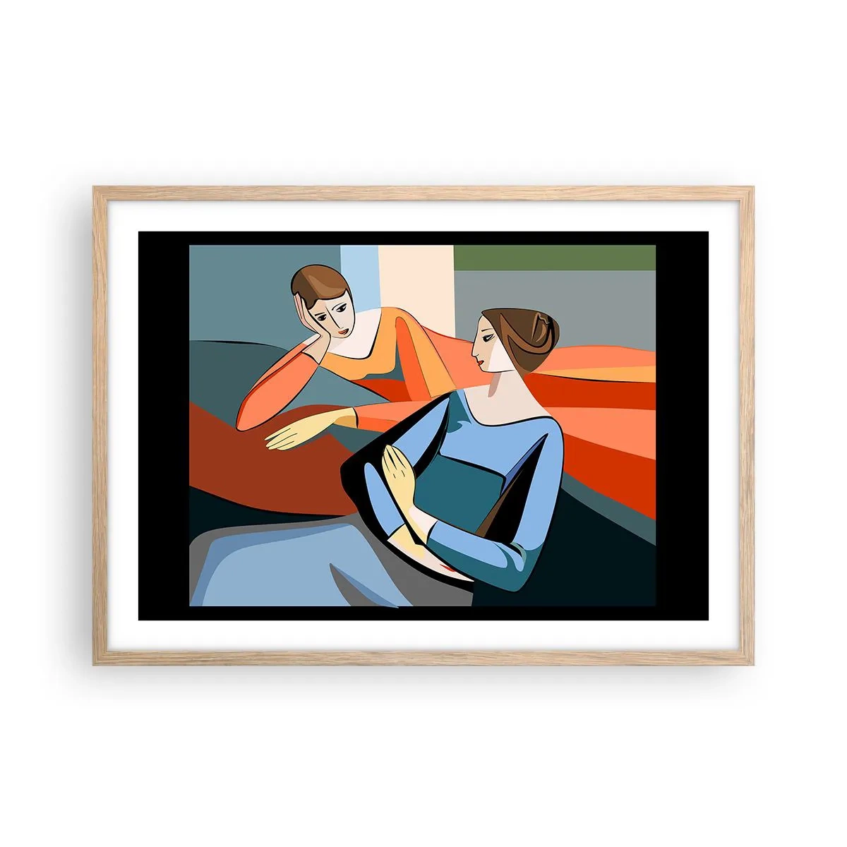 Plagát v ráme zo svetlého duba - Dôverná chvíľa - 70x50 cm