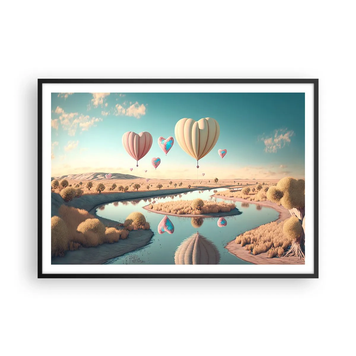 Plagát v čiernom ráme - Láska ťa nechá vzlietnuť - 100x70 cm