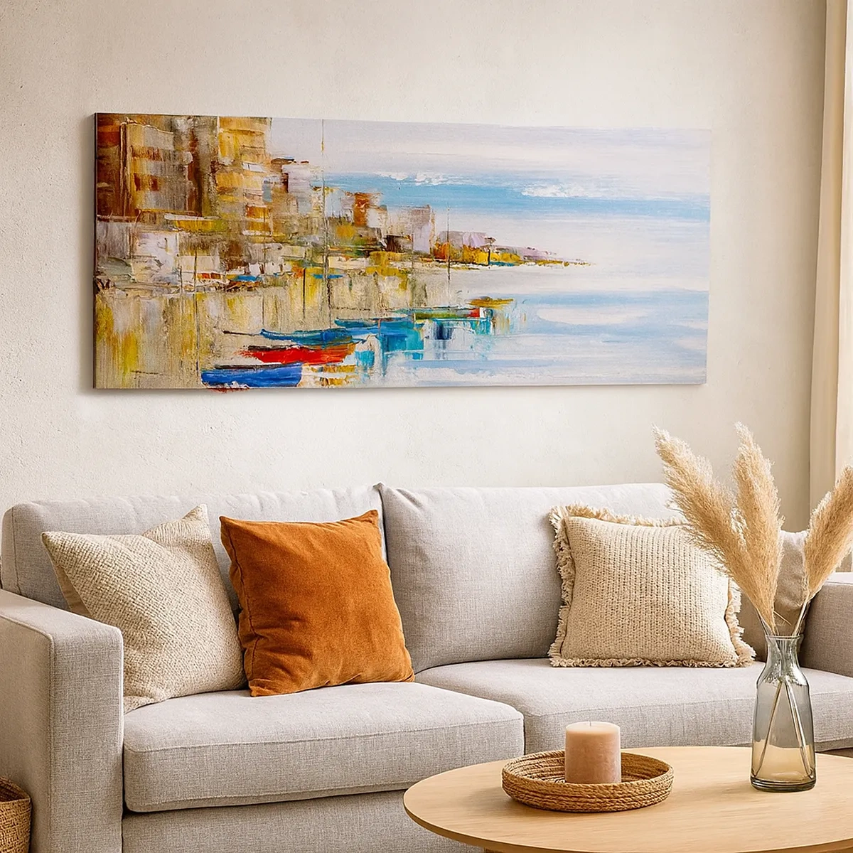Obraz na plátne - Viacfarebný mestský prístav - 30x30 cm