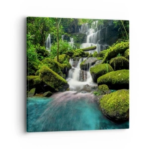 Obraz na plátne - Tyrkys, zafíry a tekuté striebro - 40x40 cm