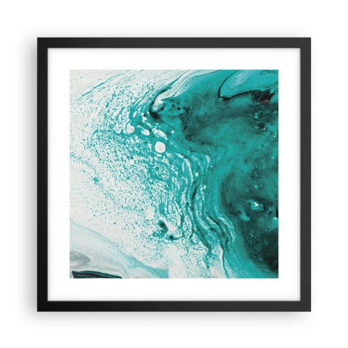 Plagát v čiernom ráme - Prepadnúť sa v bielej a tyrkysovej - 40x40 cm