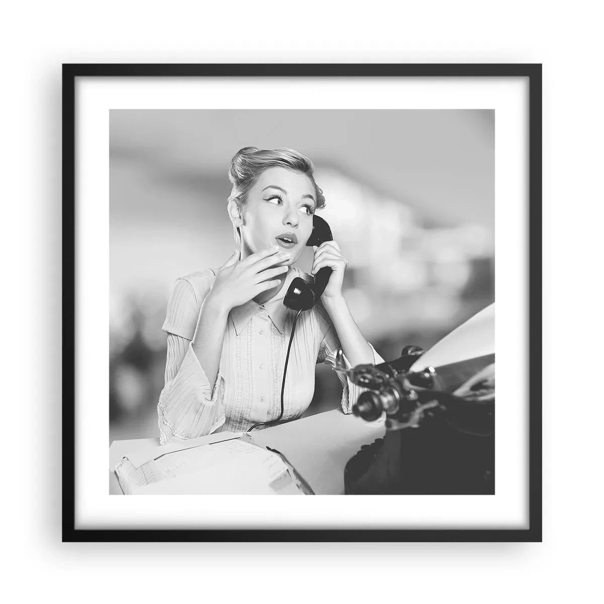 Plagát v čiernom ráme - Halo, tu sú 50. roky. - 50x50 cm