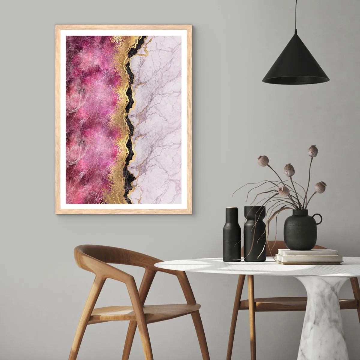 Plagát v ráme zo svetlého duba - Na hranici - 50x70 cm