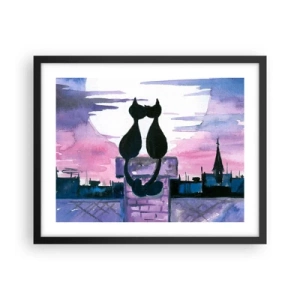 Plagát v čiernom ráme - Rendez-vous pod mesiacom - 50x40 cm