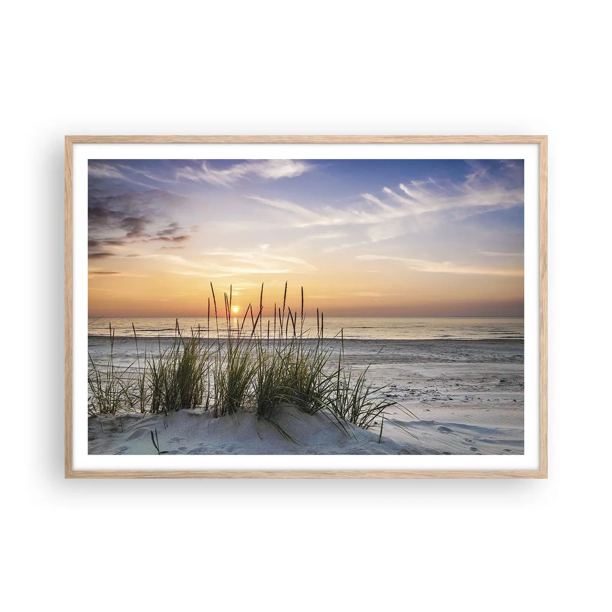 Plagát v ráme zo svetlého duba - Pozri sa, predstav si a pociť - 100x70 cm