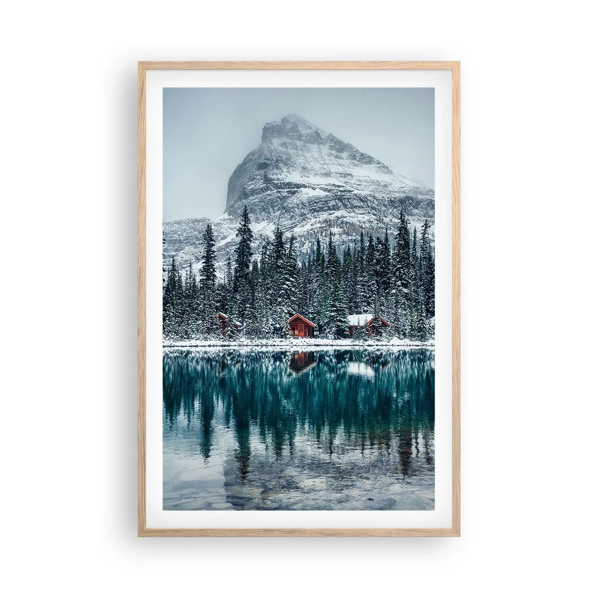 Plagát v ráme zo svetlého duba - Kanadské útočisko - 61x91 cm