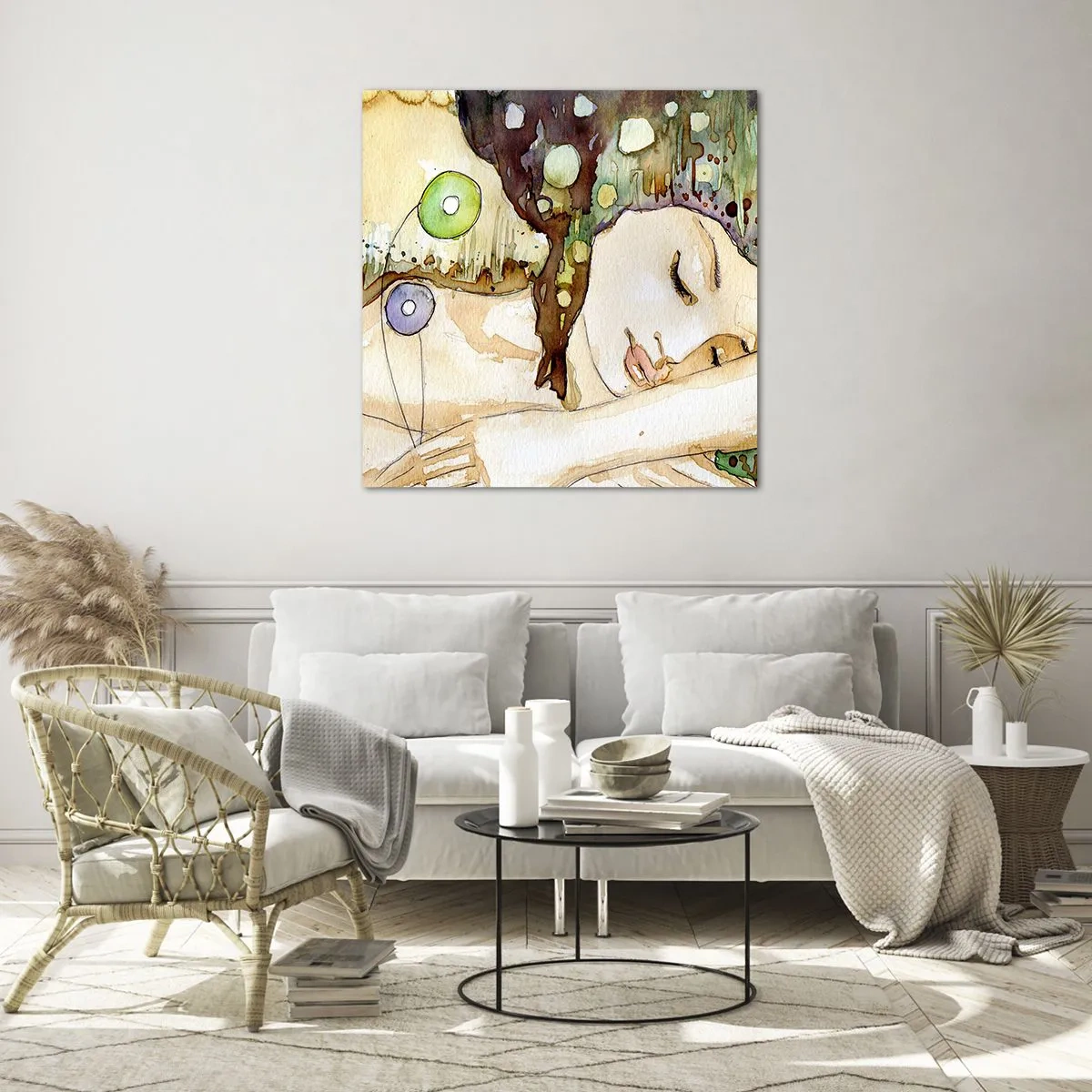 Obraz na skle - Smaragdovo-fialový sen - 70x70 cm