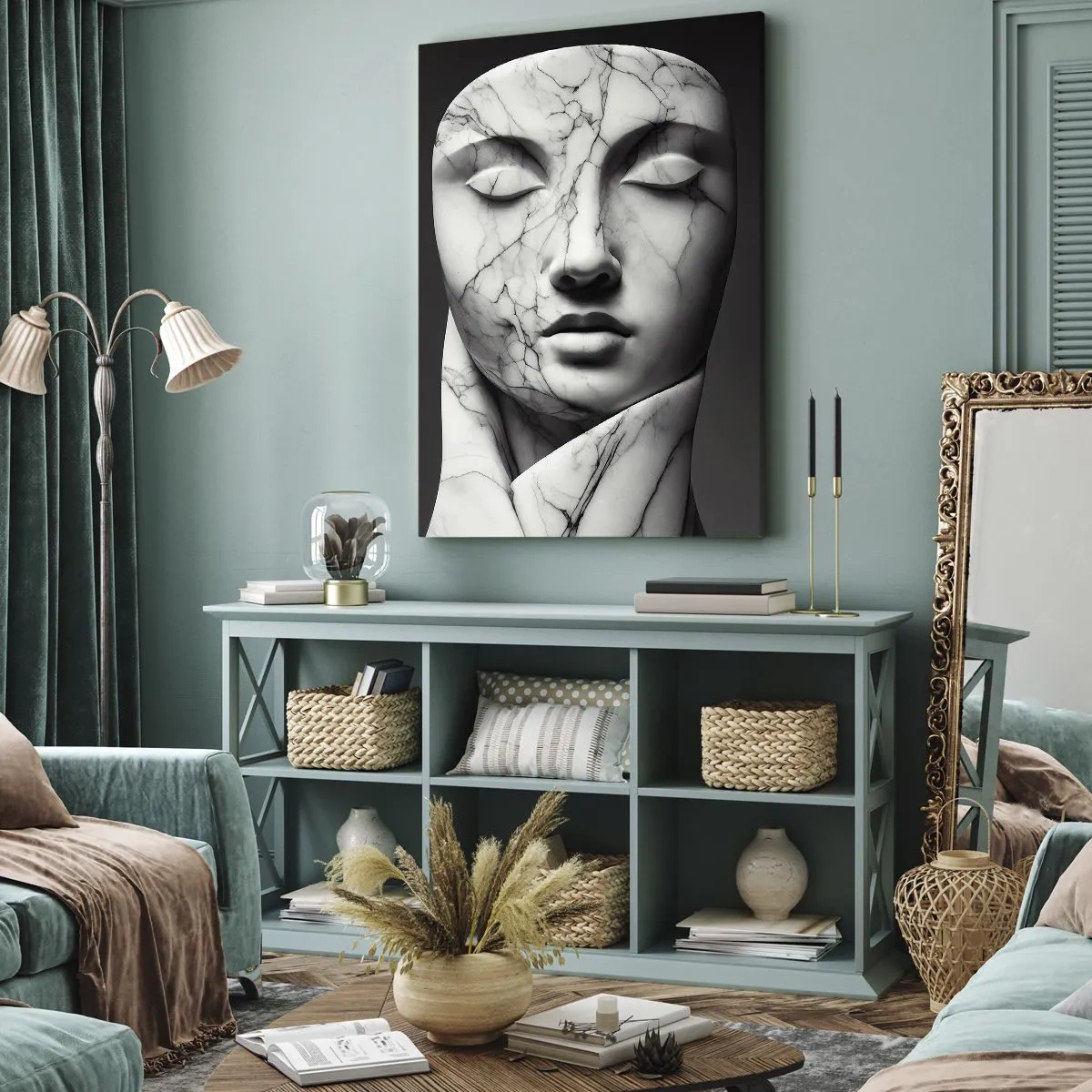 Obraz na plátne - Mramorové tvary - 55x100 cm