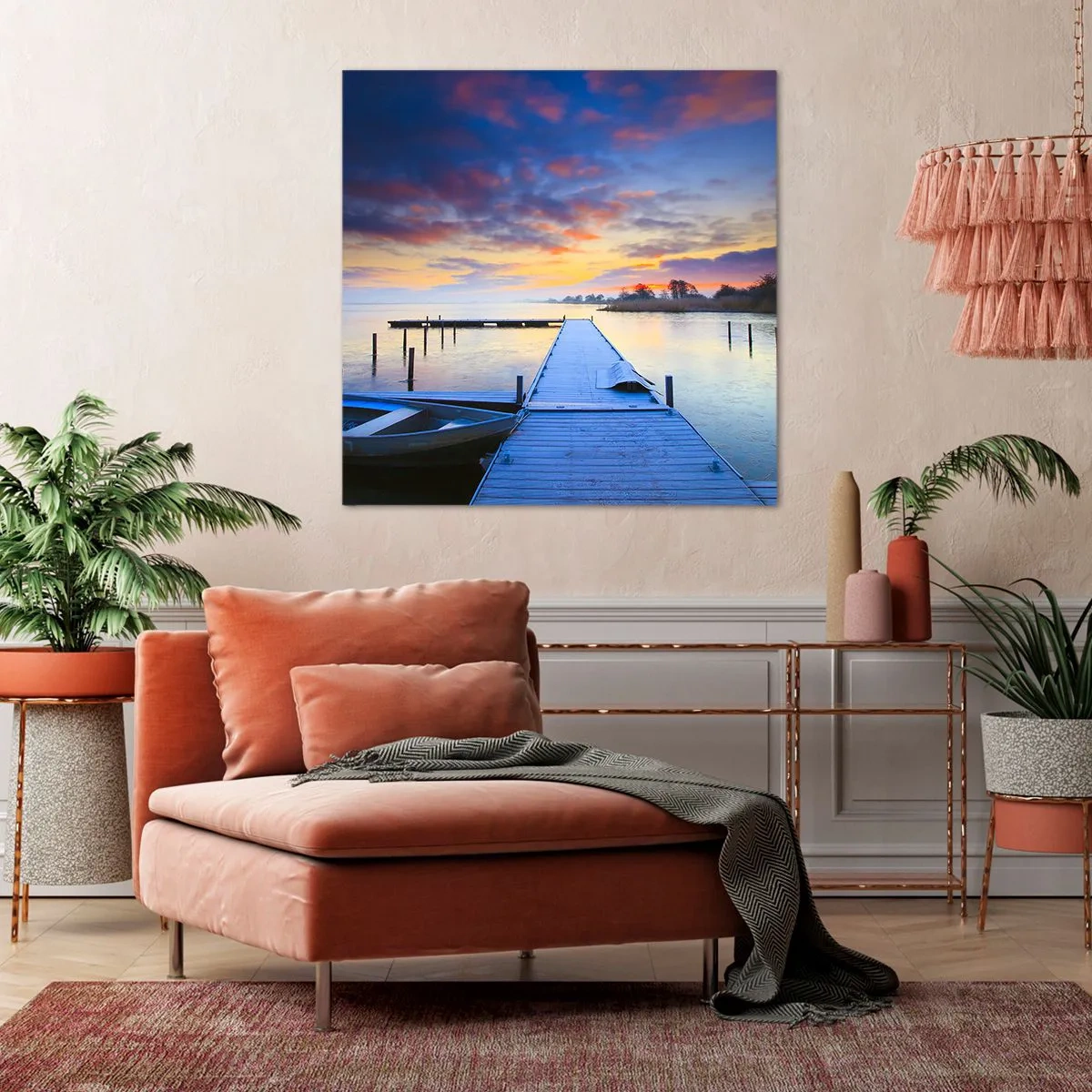 Obraz na plátne - Fialovo-zlatý pokoj - 70x70 cm