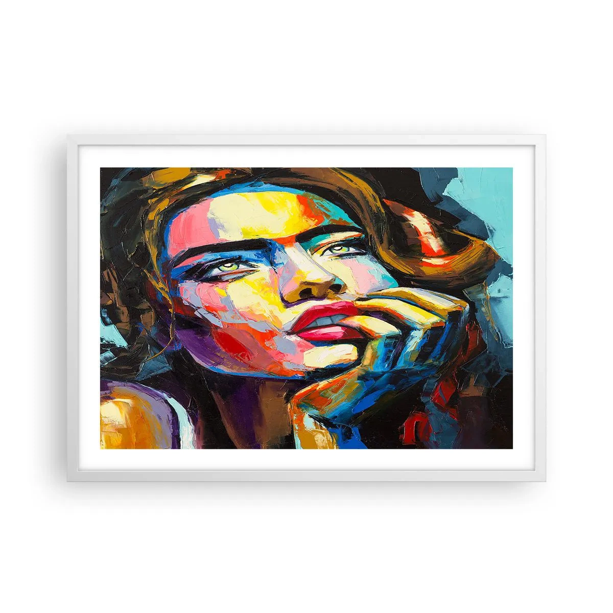 Plagát v bielom ráme - Sny, ako vtáky letia oblohou - 70x50 cm