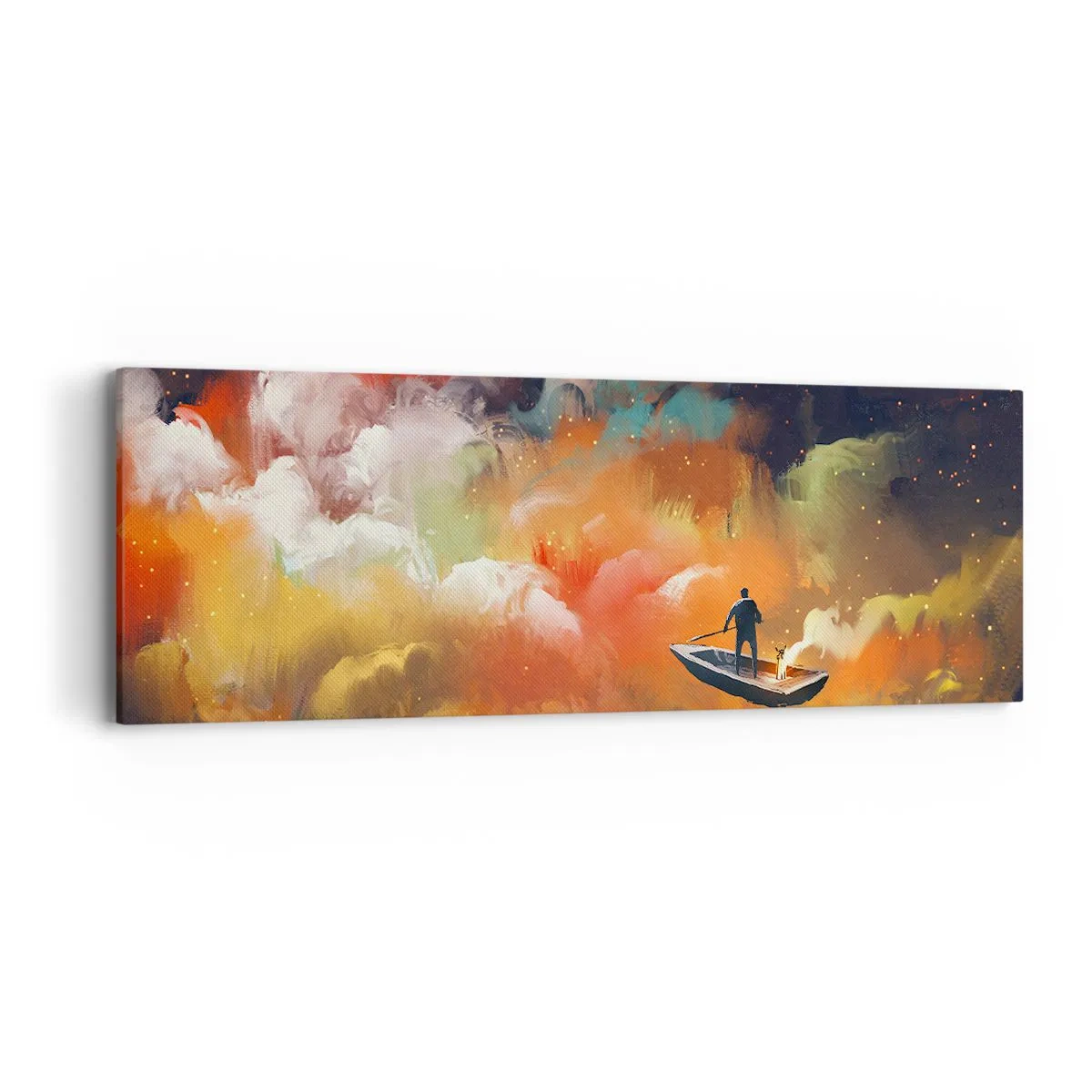 Obraz na plátne - Loďou cez galaxiu - 90x30 cm