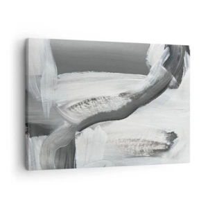 Obraz na plátne - Sivá a biela abstrakcia s dynamickými líniami - 70x50cm - Pevným pohybom - Moderná nástenná dekorácia do obývacej izby a spálne ARTTOR