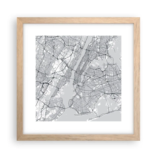 Plagát v ráme zo svetlého duba - Anatómia metropoly - 30x30 cm