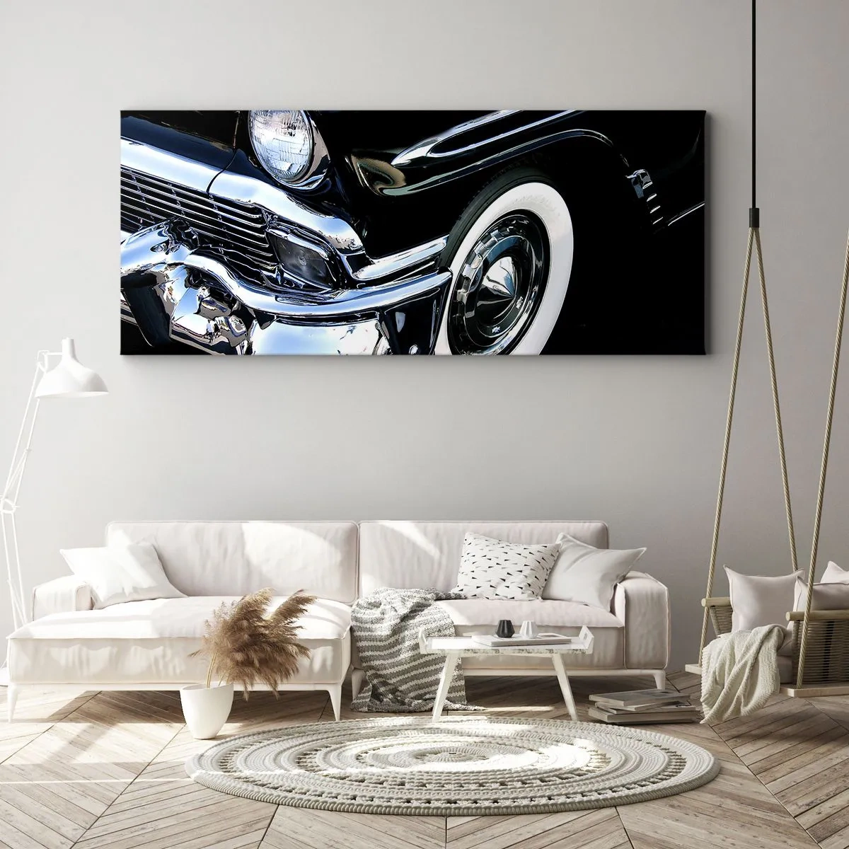 Obraz na plátne - Klasika v striebornej, čiernej a bielej - 100x40 cm