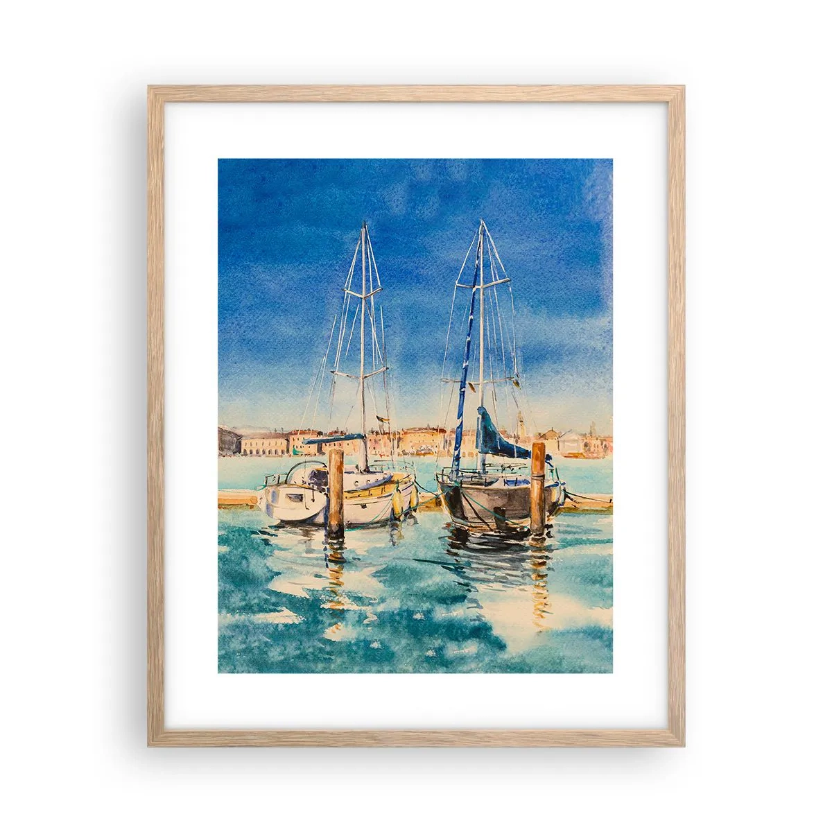 Plagát v ráme zo svetlého duba - Slnečná lagúna - 40x50 cm