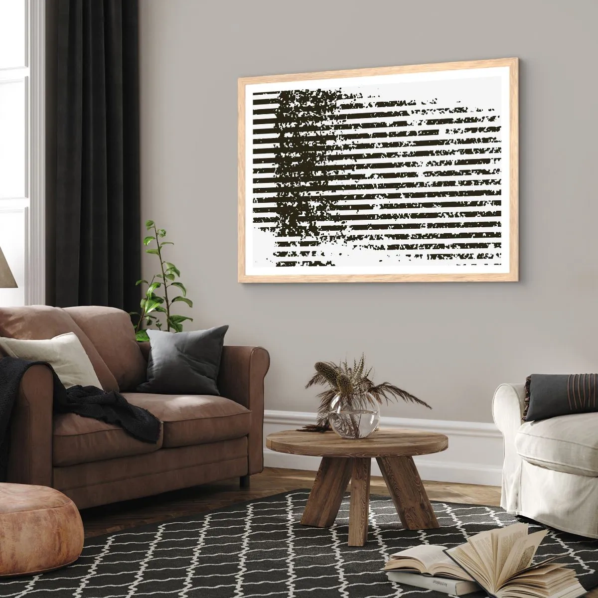 Plagát v ráme zo svetlého duba - Rytmus a šum - 70x50 cm