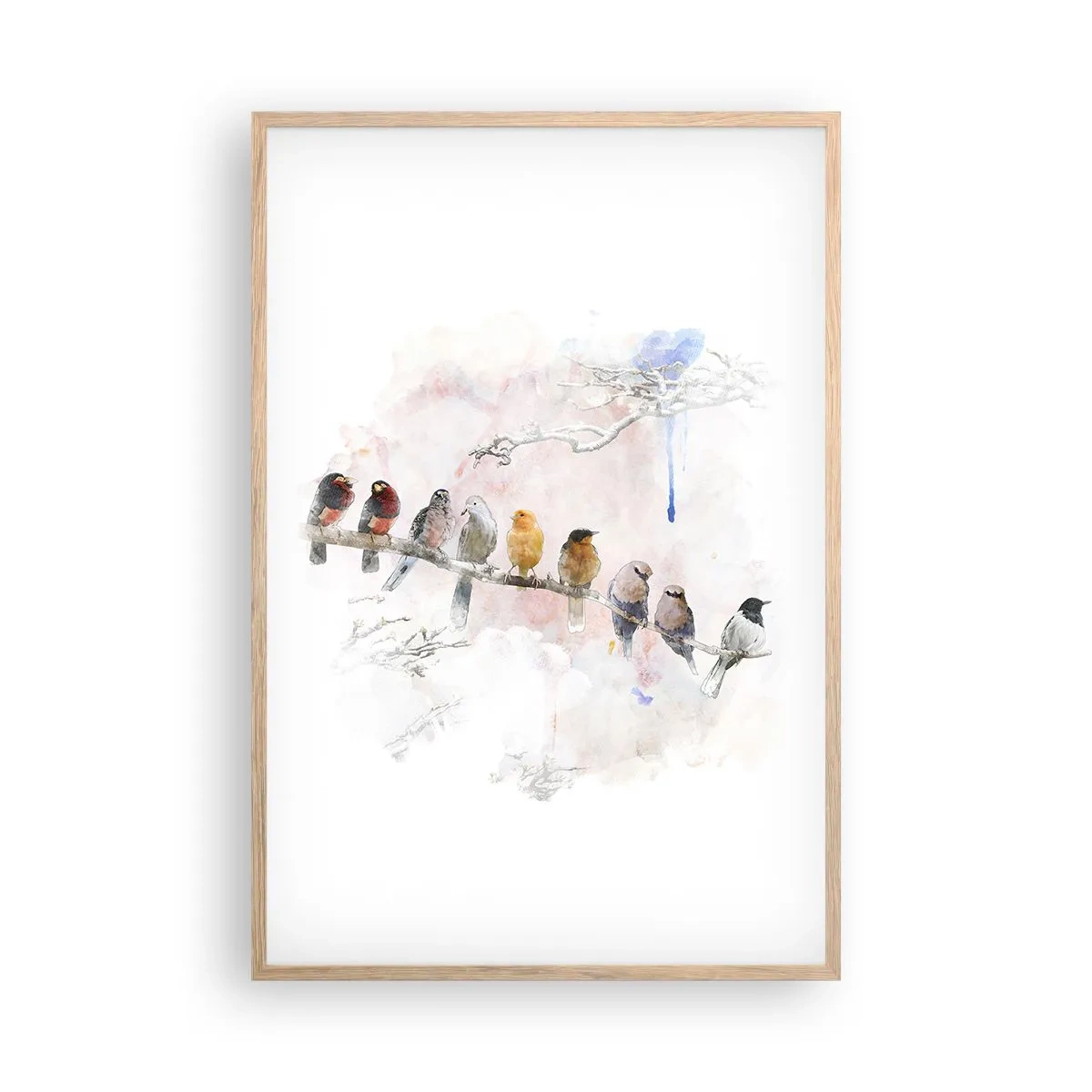 Plagát v ráme zo svetlého duba - Okrídlené stretnutie - 61x91 cm