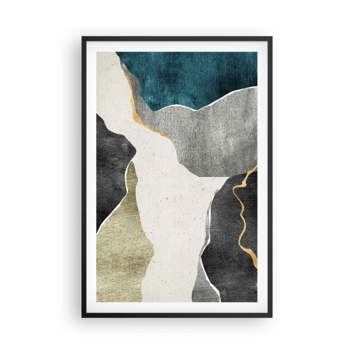 Plagát v čiernom ráme - Mozaiková kompozícia so zlatou niťou - 61x91 cm