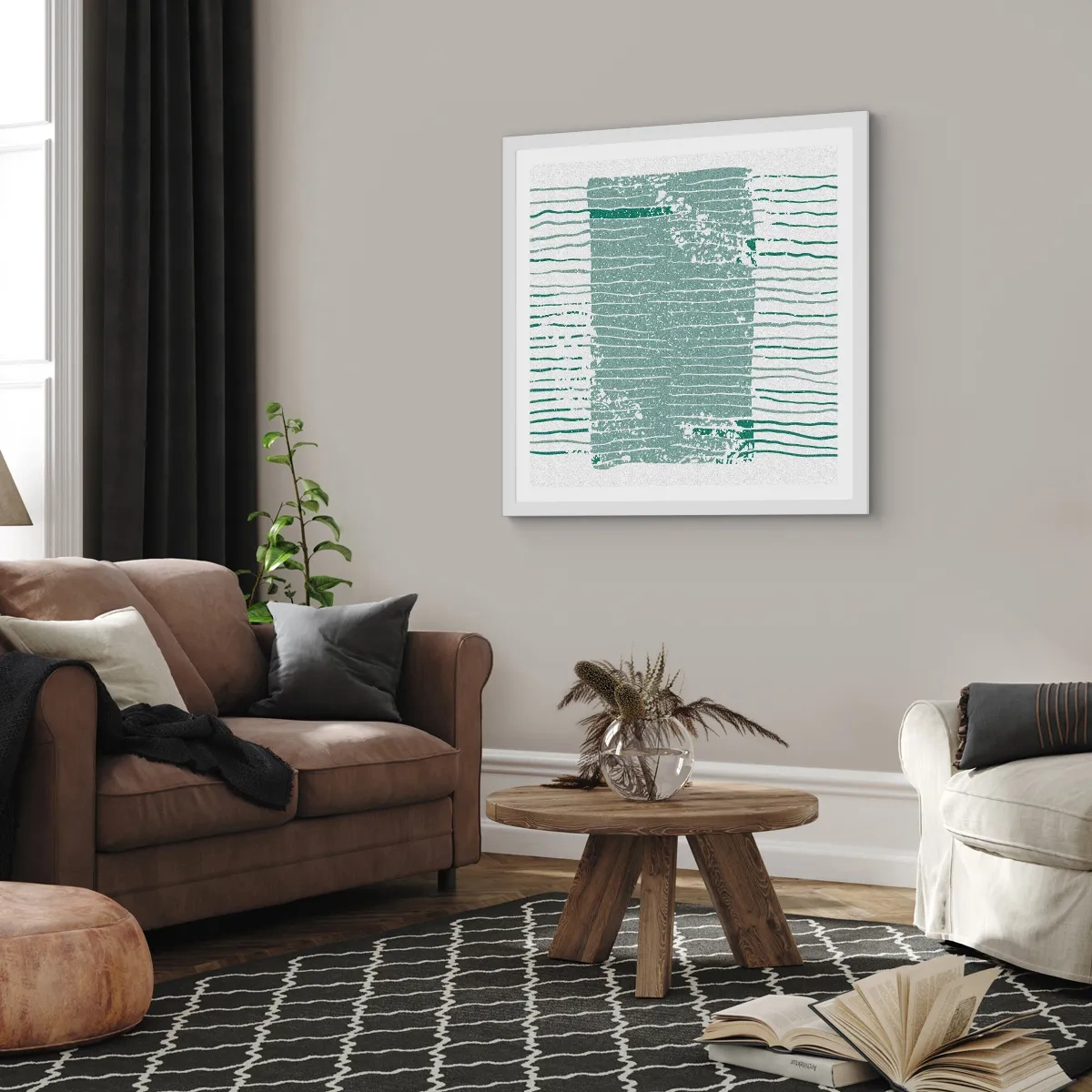 Plagát v bielom ráme - Morská abstrakcia - 40x40 cm