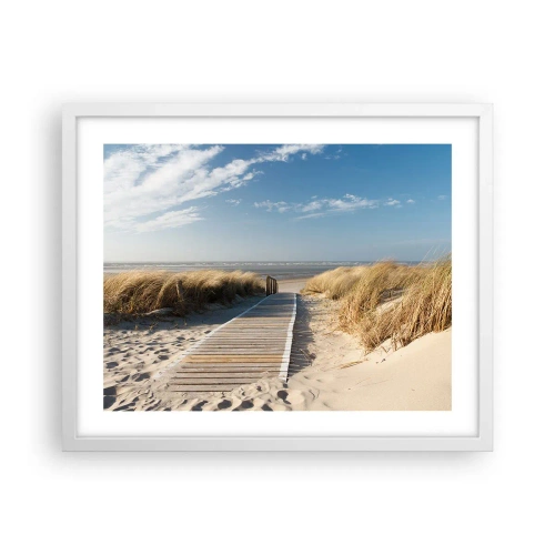 Plagát v bielom ráme - Za dunou, v šumení trávy - 50x40 cm