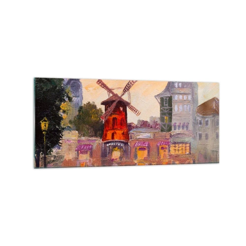 Obraz na skle - Parížske ikony – Moulin Rouge - 120x50 cm