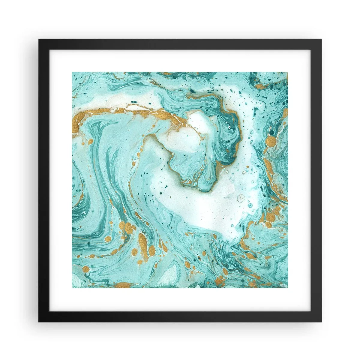 Plagát v čiernom ráme - Pod veľkou vlnou z epochy Edo - 40x40 cm