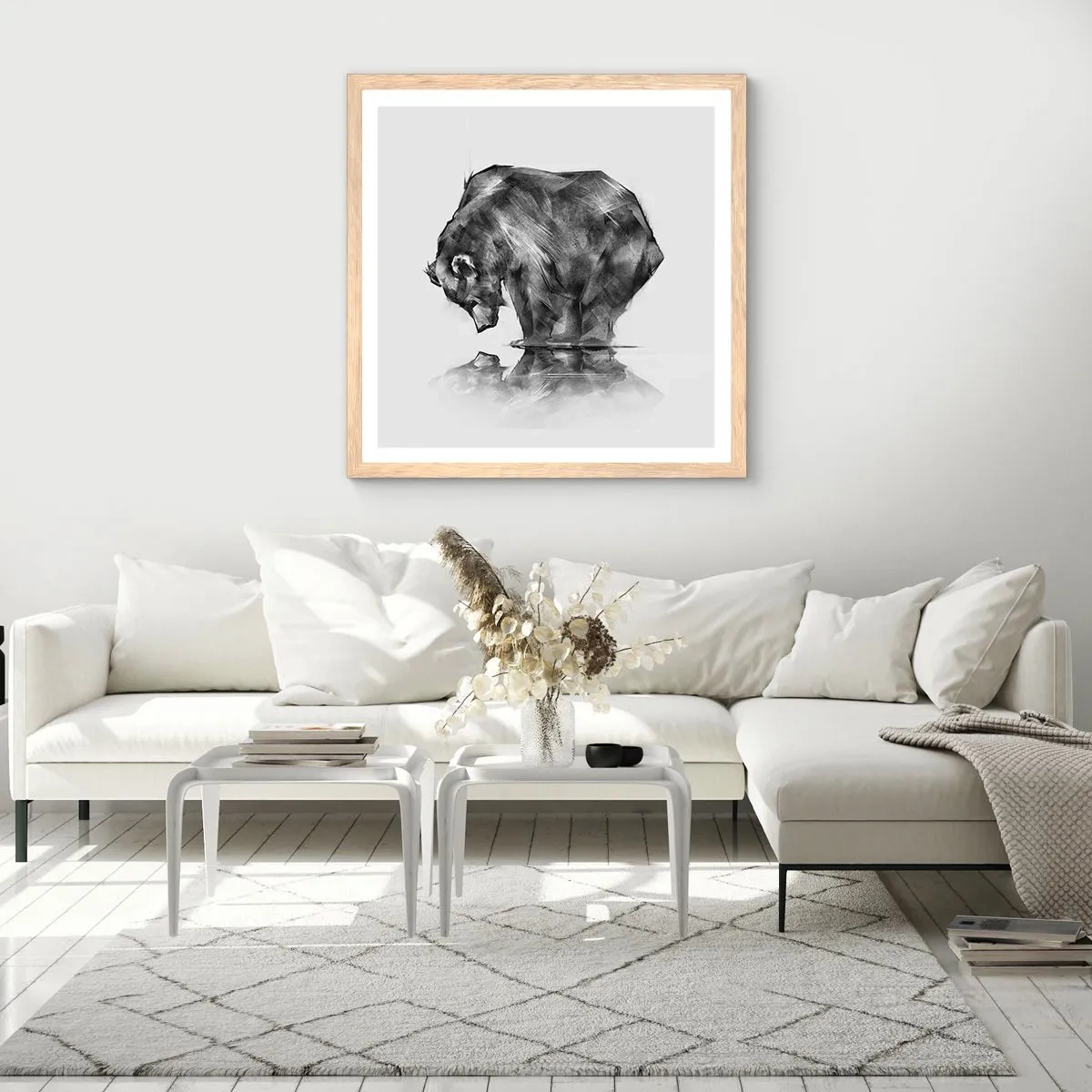 Plagát v ráme zo svetlého duba - Je príjemné sa stretnúť s niekým blízkym - 60x60 cm