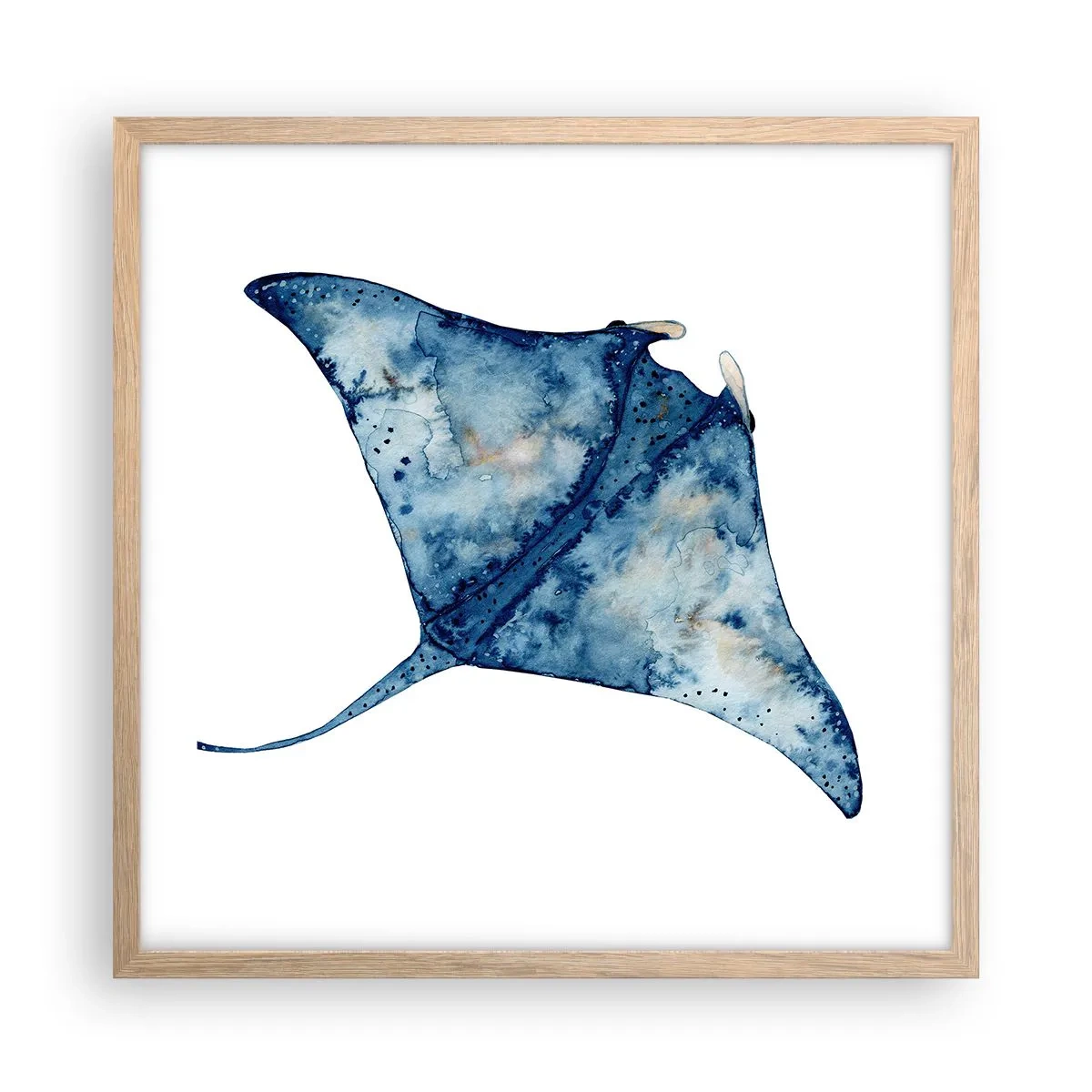 Plagát v ráme zo svetlého duba - Modrý život - 50x50 cm