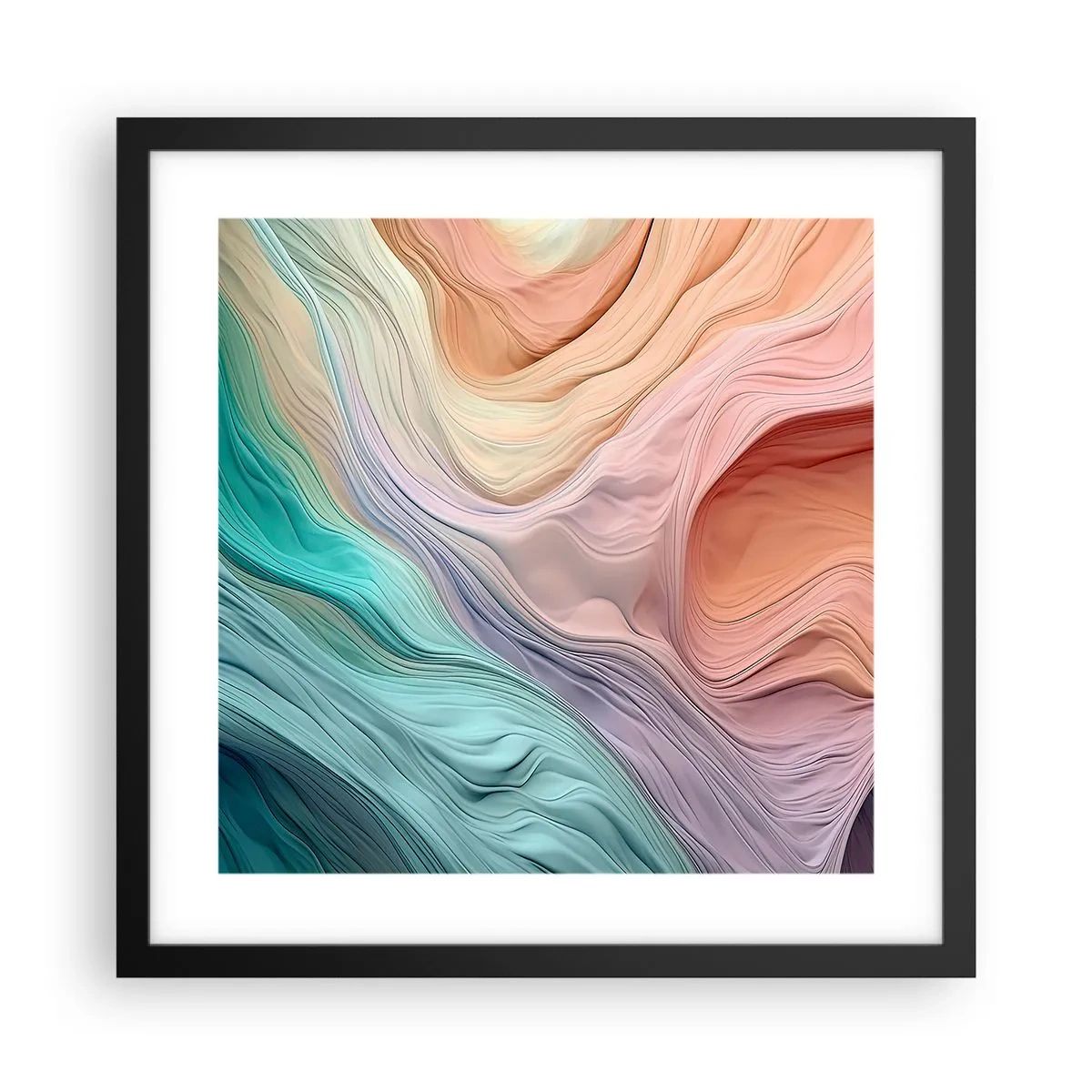 Plagát v čiernom ráme - Dúhová vlna - 40x40 cm