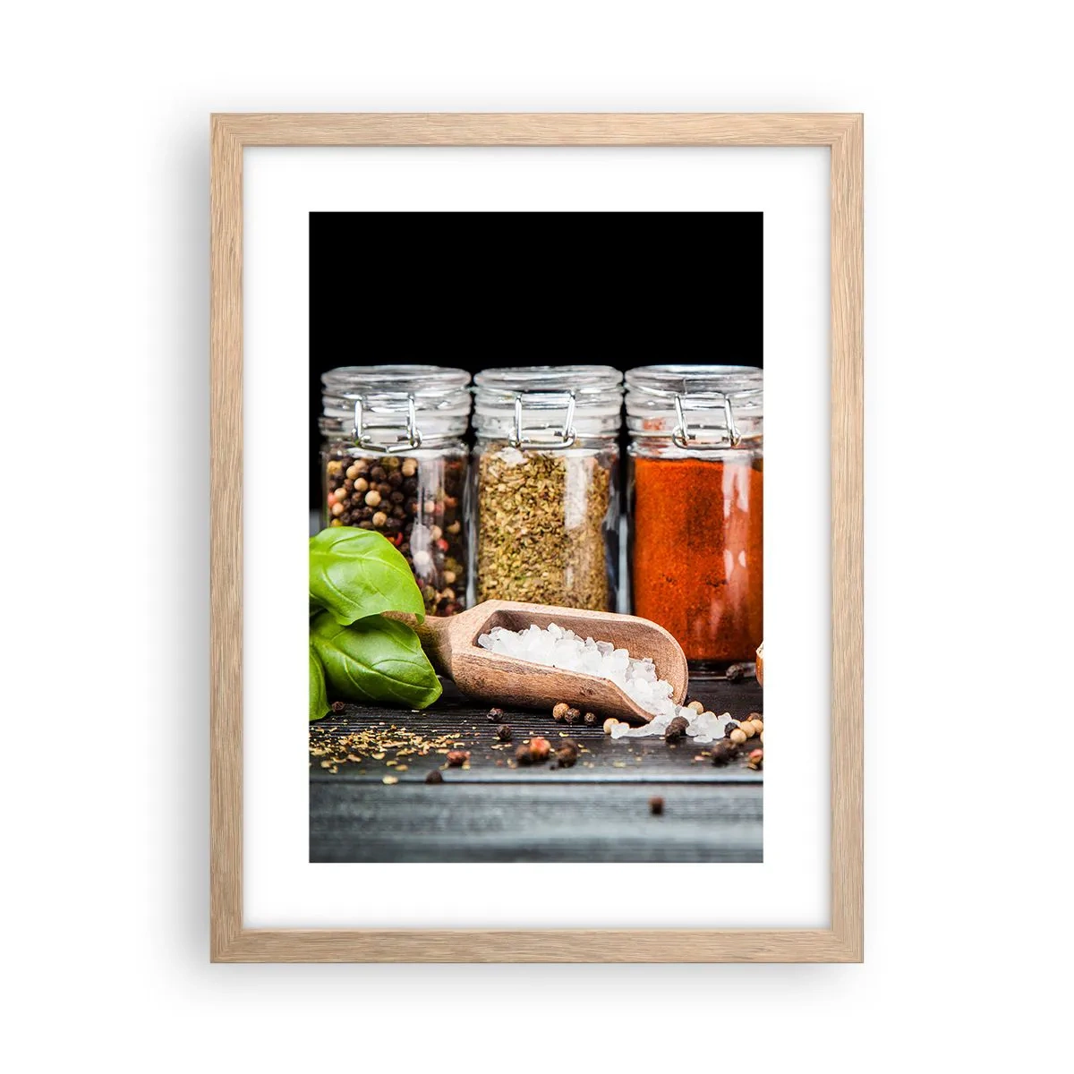 Plagát v ráme zo svetlého duba - Aby mal život chuť - 30x40 cm