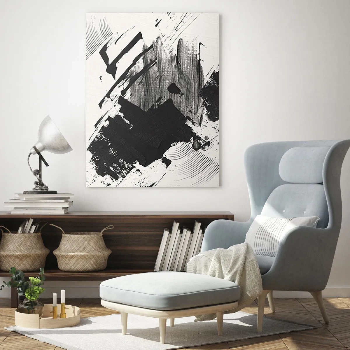 Obraz na skle - Abstrakcia – expresia čiernej - 50x70 cm