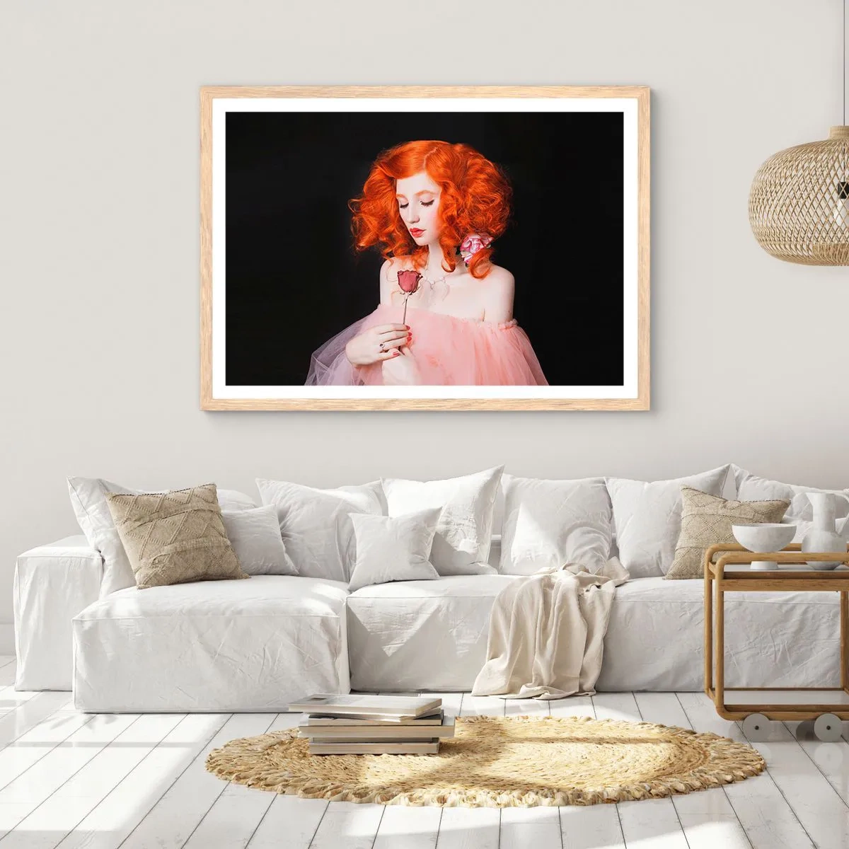 Plagát v ráme zo svetlého duba - V barokovom štýle - 100x70 cm