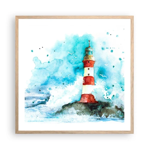 Plagát v ráme zo svetlého duba - Jednota živlov - 60x60 cm