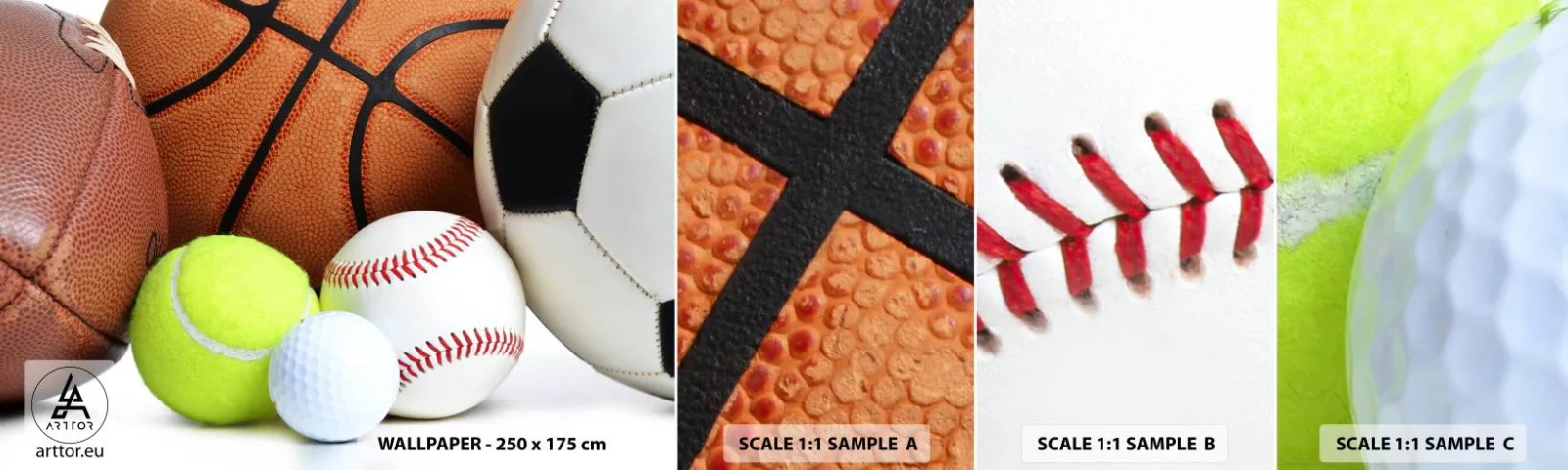 Vzorka samolepiacej fototapety Deluxe Sticker - Spája nás futbal! - Šport, Futbal, Basketbalová lopta - 100x30 cm