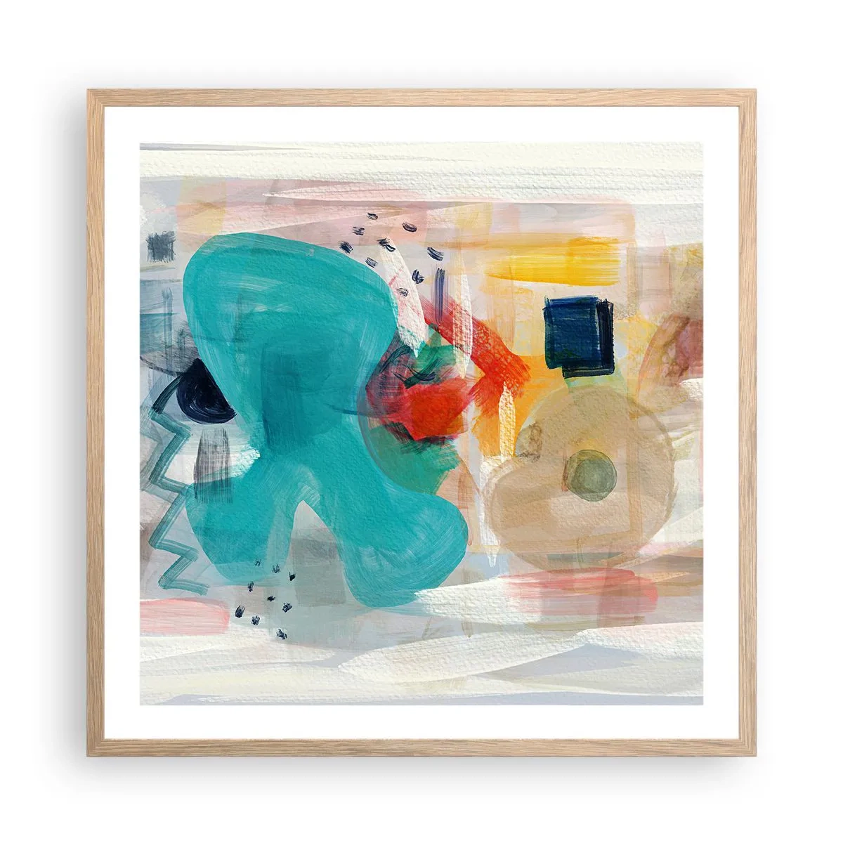 Plagát v ráme zo svetlého duba - Farebná hra - 60x60 cm