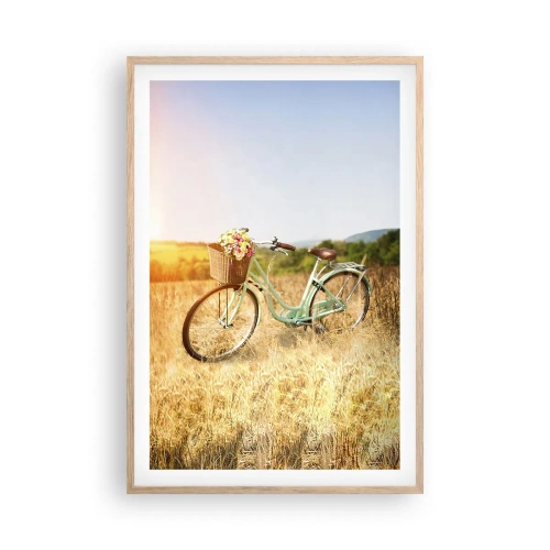 Plagát v ráme zo svetlého duba - Chvíľu tu zostanem - 61x91 cm