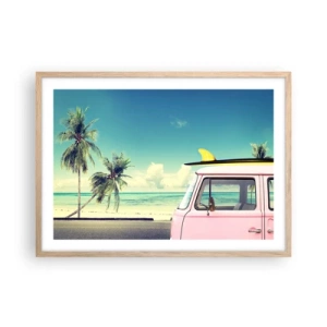 Plagát v ráme zo svetlého duba - Prázdniny, je čas začať - 70x50 cm